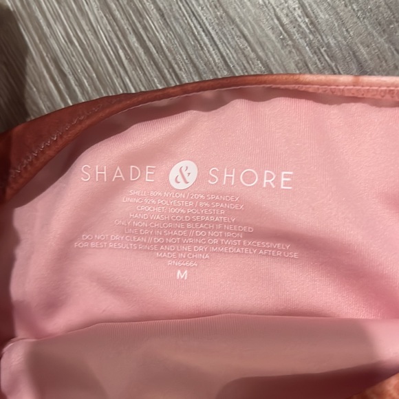 NWT Shade & Shore pink tan copper tie dyed cheeky bikini swim bottoms M - Picture 7 of 9